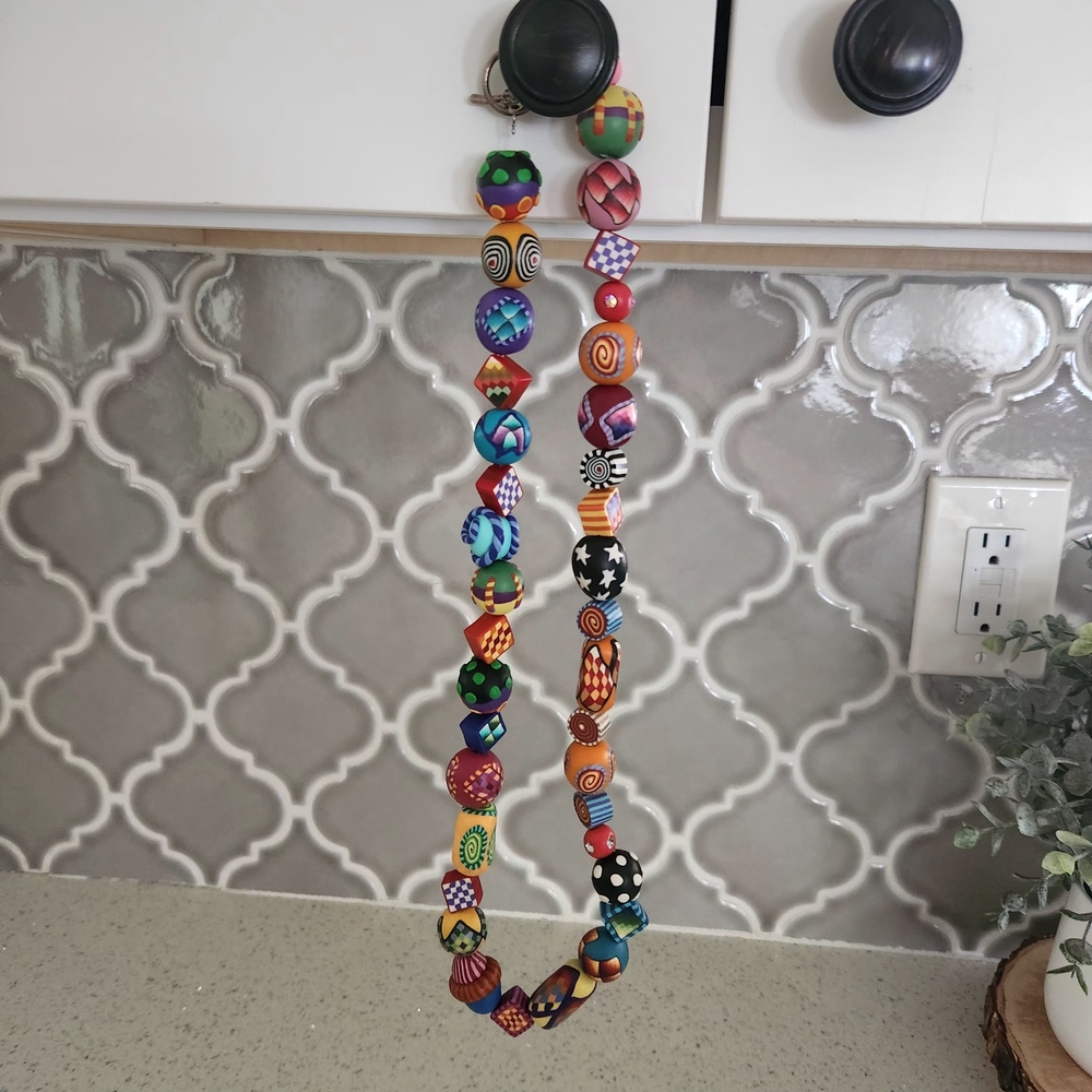 Karyn Kozak Polymer Clay Multicolor Handcrafted Beaded Women’s Necklace - Picture 3 of 15